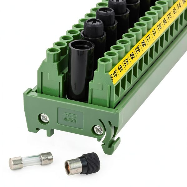 DIN Rail Mount 20 Position Screw Terminal Block Distribution Module with 10 Channel Fuses-4
