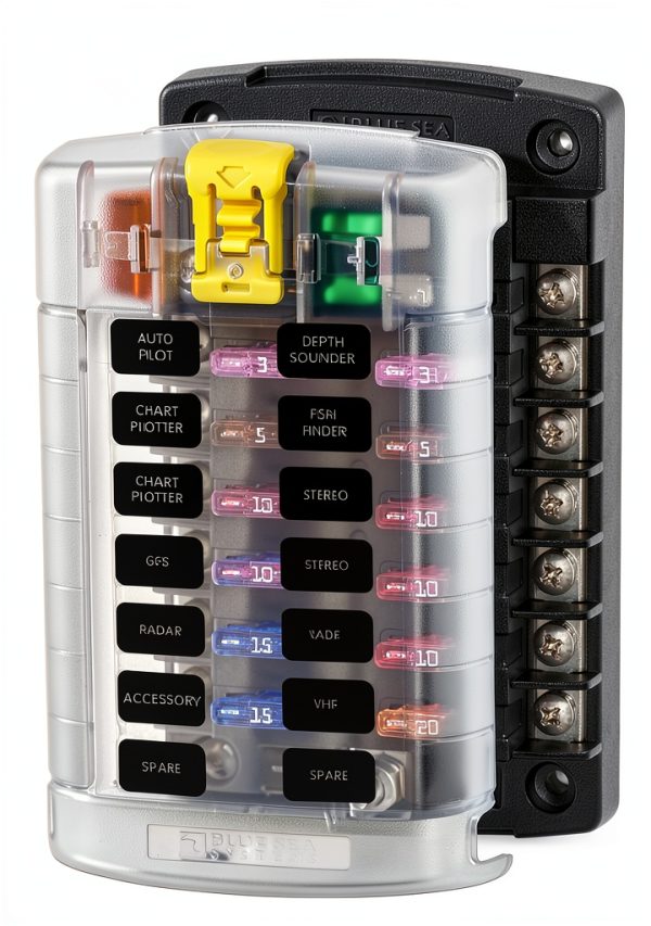 Blue Sea ST Blade Fuse Block 12‑Circuit 100A 32V DC with Cover-0